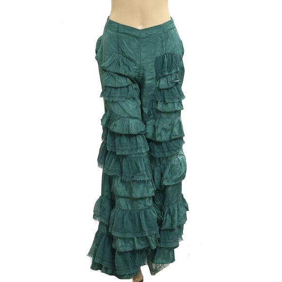 Free People Rock And Frill Pants Ruffle Tiered Smocked Mid Rise Pull-on M 283901 - Picture 5 of 8